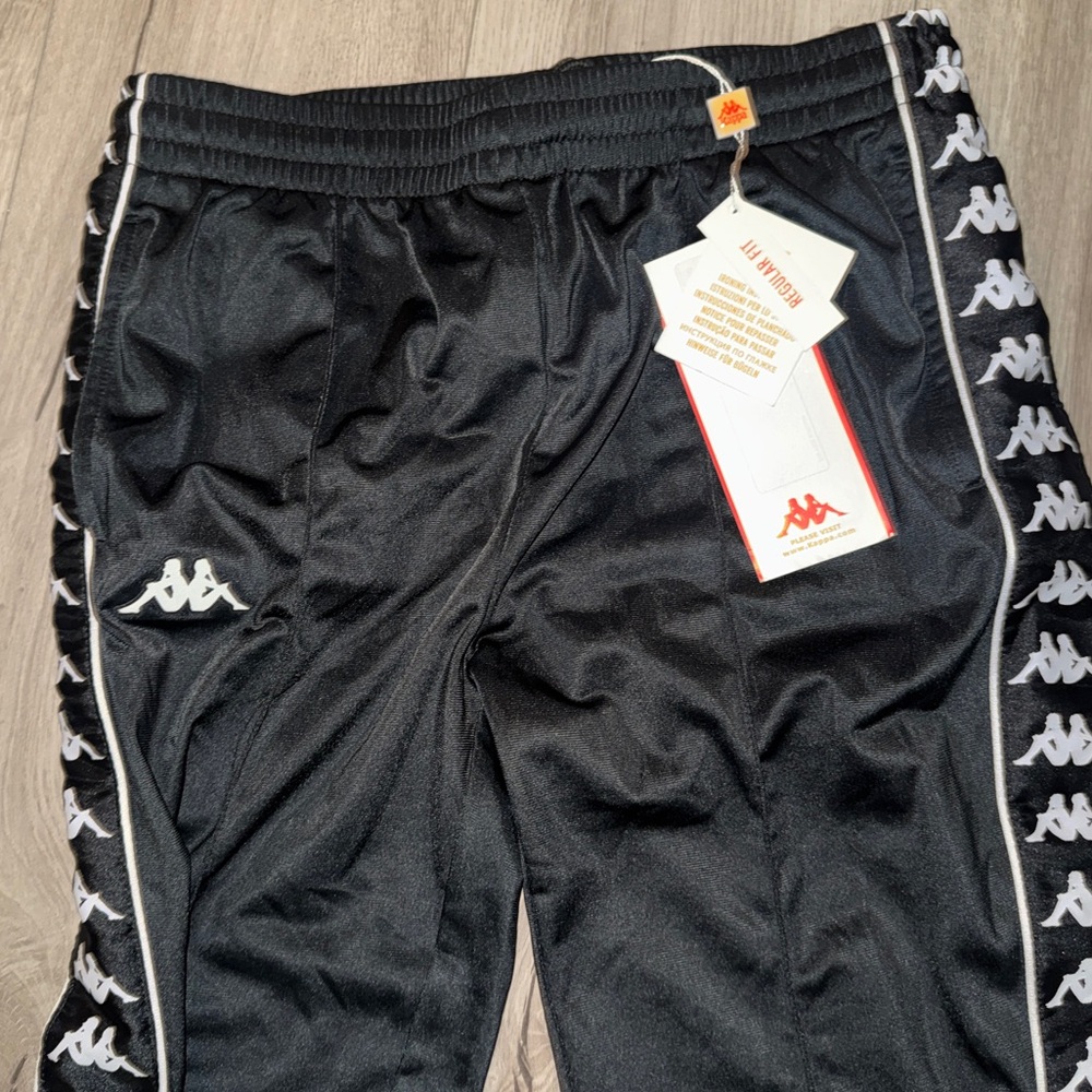 Kappa Black Sweatpants with White Logo Tape - Picture 2 of 3